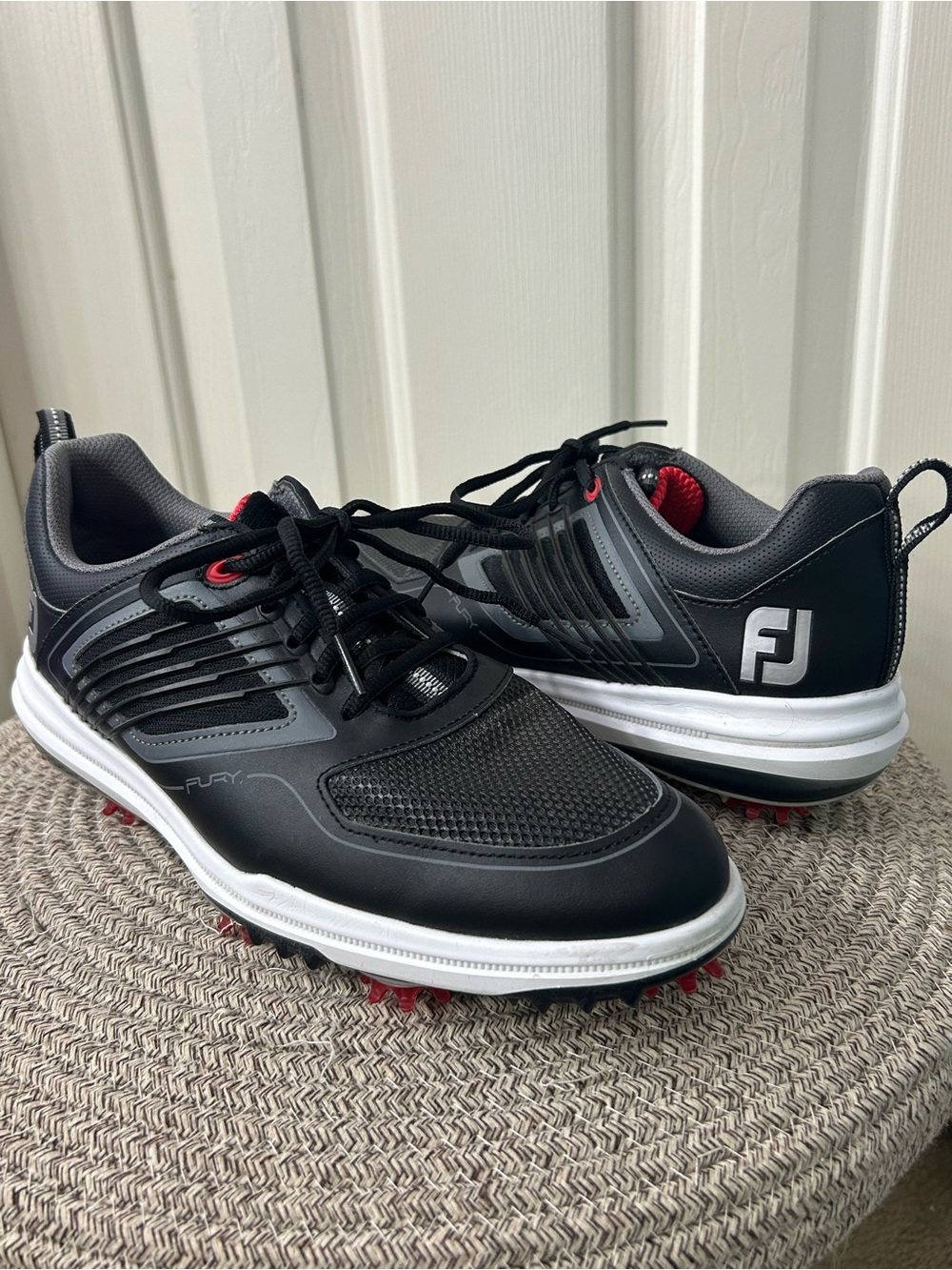 Mens FootJoy FJ Fury Golf Shoes 51103 Black /Grey/Red Sz 8M - Picture 1 of 10